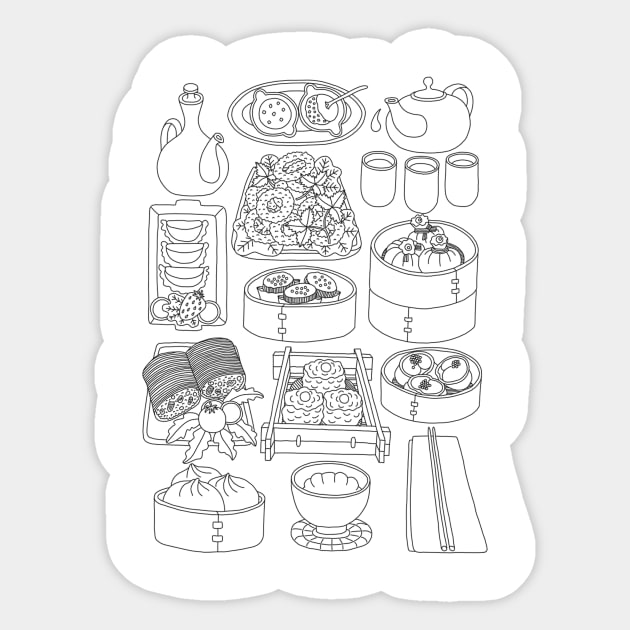 Dim Sum Line Art Sticker by lamaisondulapino